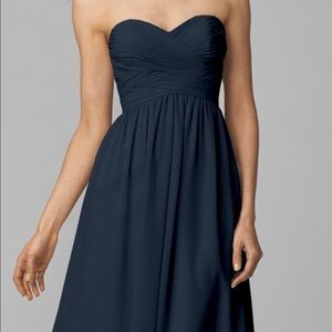 Watters Chiffon navy blue sweetheart a-line dress